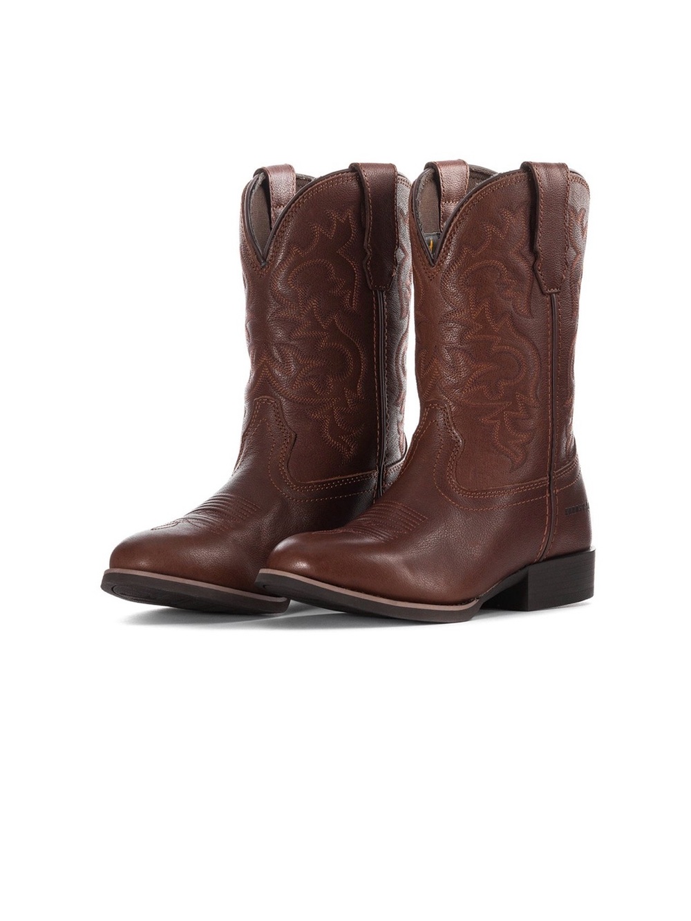 NWT Eurostar Men's Brn Leather Western Work Boots w Embroidered Shaft, Size 10.5
